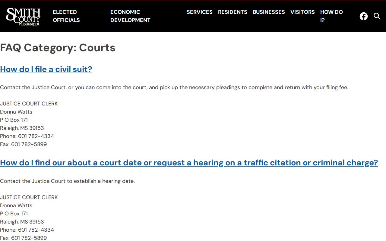 Smith County court docket court FAQ category