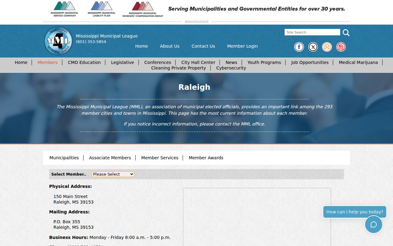 Smith County Raleigh court records municipal reference from the Mississippi Municipal League