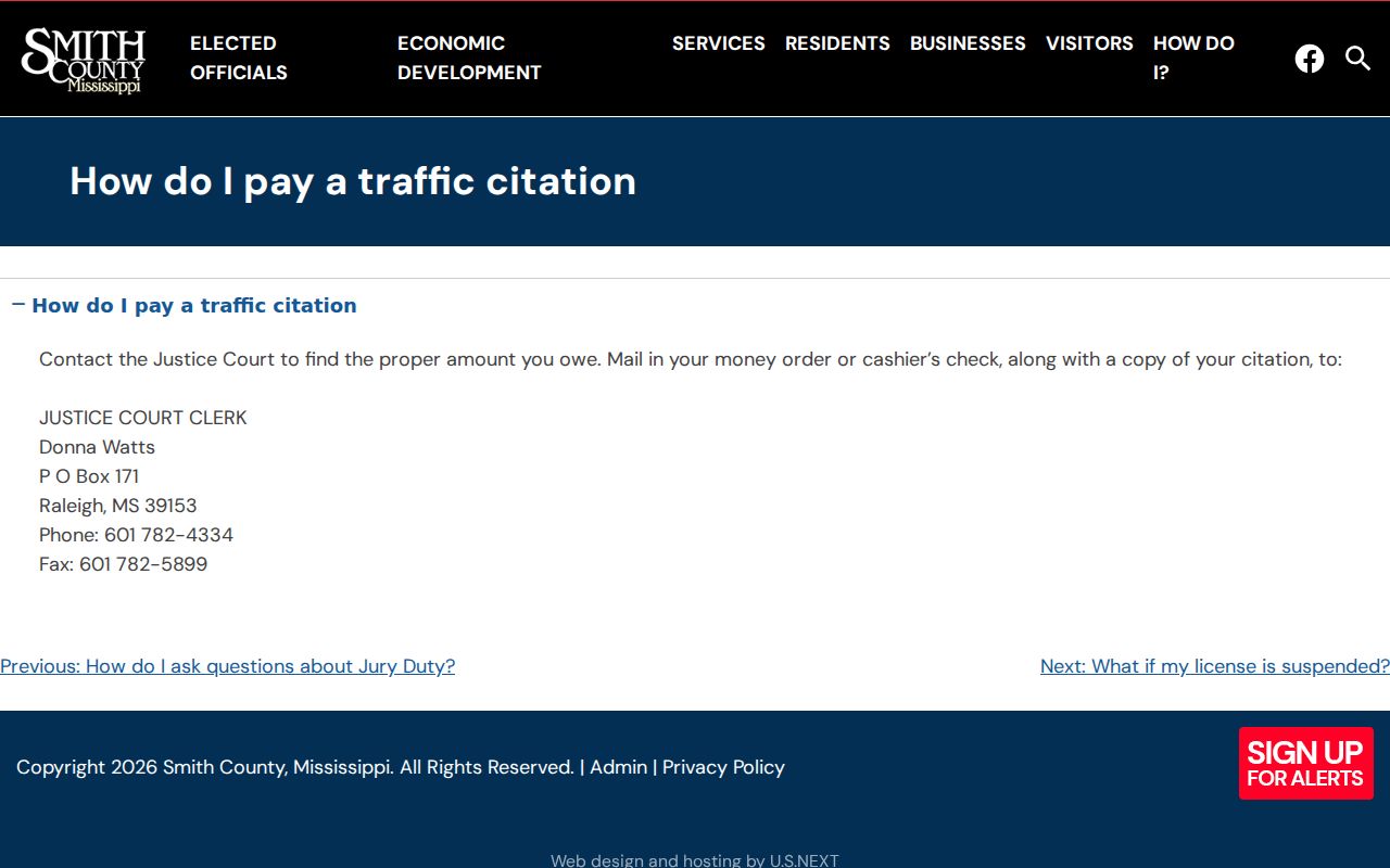 Smith County traffic court records citation payment instructions
